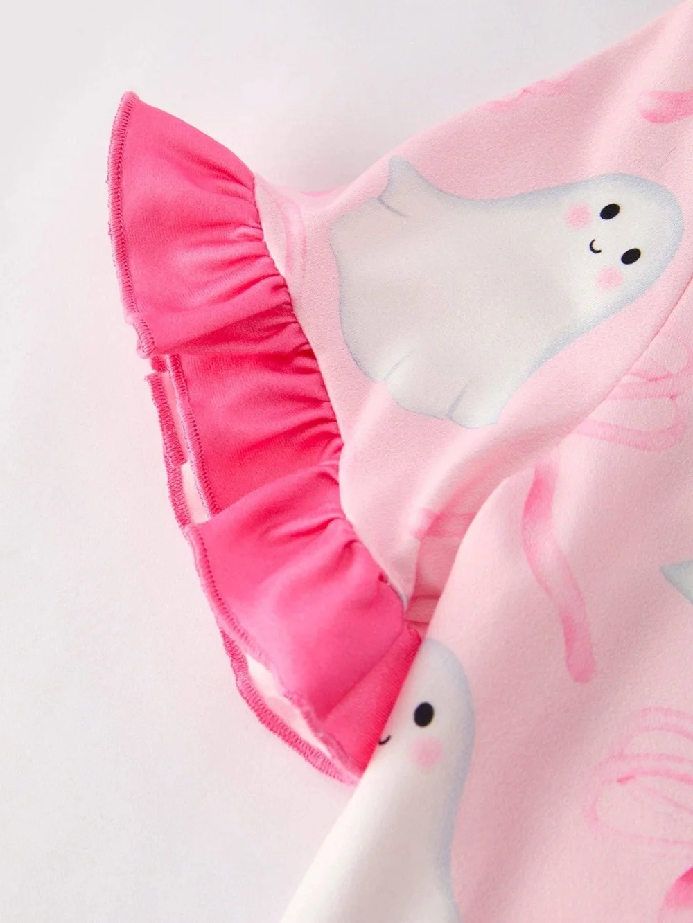 Rylee Faith Designs Girls Pink Ghost Print Ruffle Pajama Set 2 3 4 5 6 7